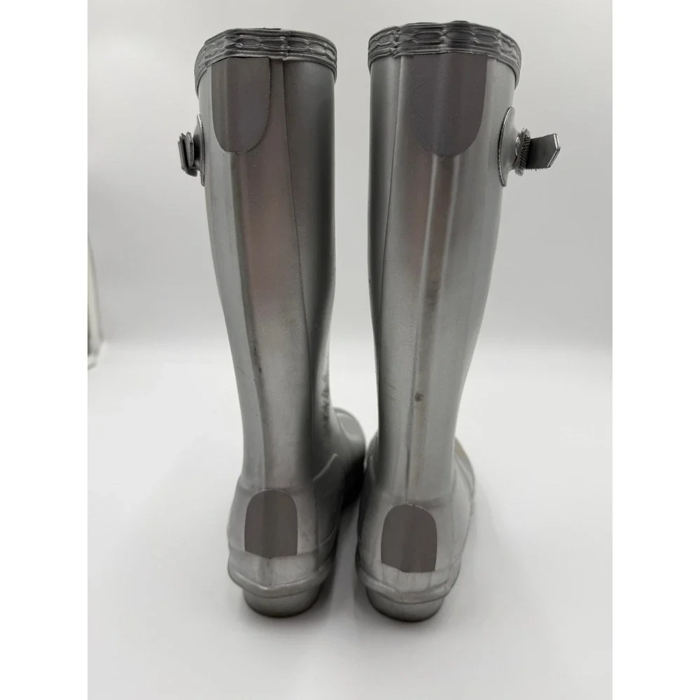 Hunter Silver Mid Calf Height Rain Boots Womens - Picture 5 of 5